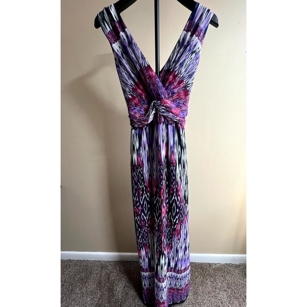 Rabbit Rabbit Rabbit Maxi Dress Womens‎ 16 Purple V-Neck Sleeveless Back Zip